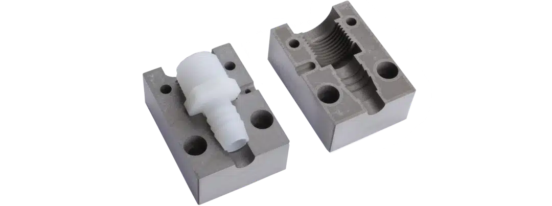 Prototype injection mold tooling insert with fine threading made using Mantle's automated toolmaking technology